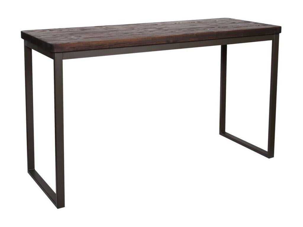 Artigeo - Table and high chairs in solid dark elm and grey steel SQND59025