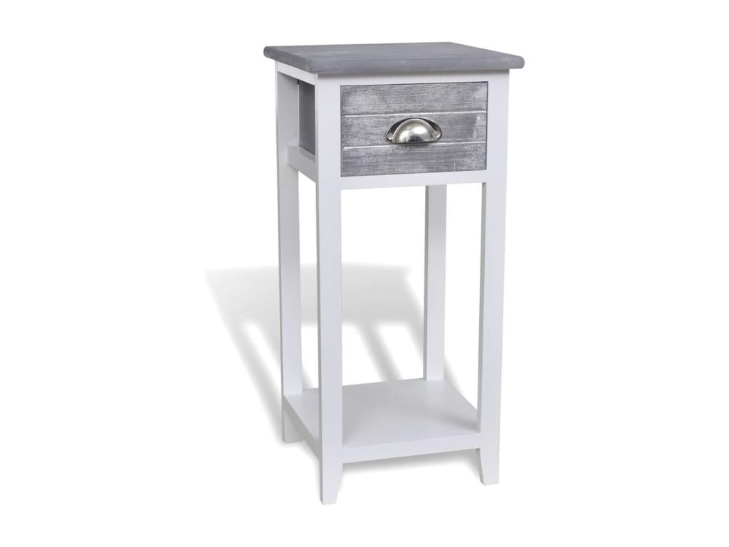 Bedside table with 1 drawer, grey and white, GOQS33452