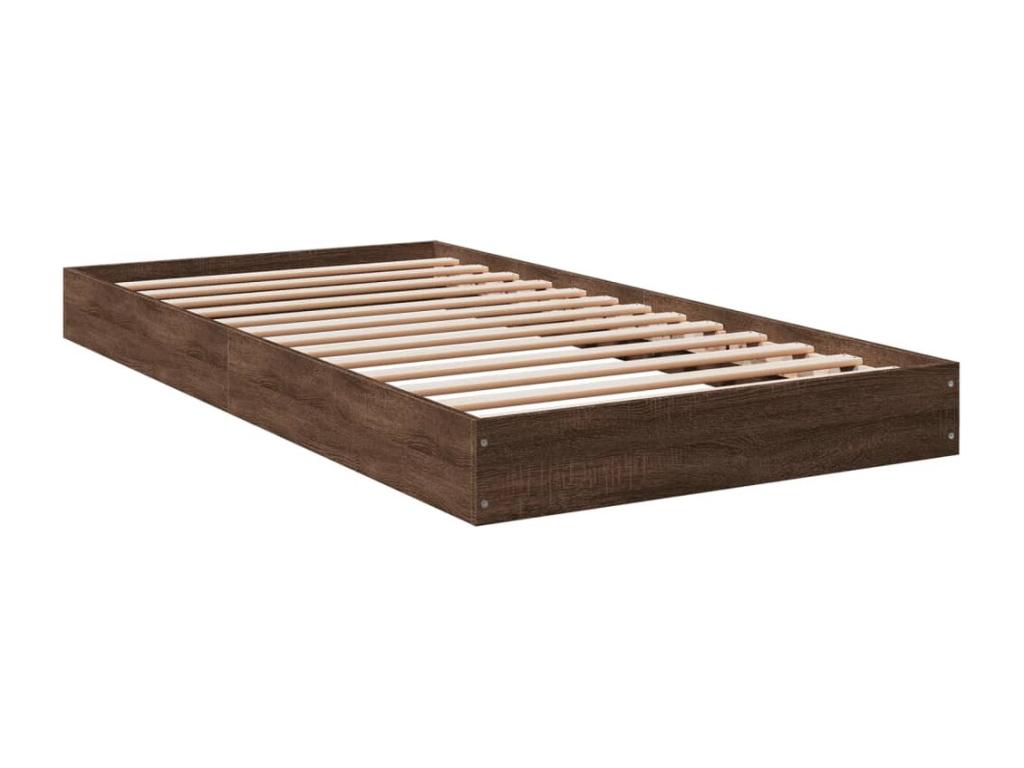 Brown oak bed frame 100x200 cm engineered wood RFSJ66031