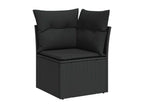 9-piece garden furniture set with cushions, black woven resin LHED68066