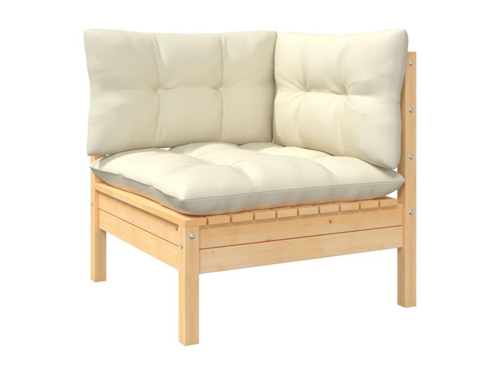7-piece garden furniture set with cream cushions, solid pine wood JFOW95789