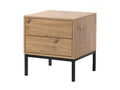 Bedside Table with 2 Drawers, Oak Finish, H50 cm - Luxameub RQHA37403