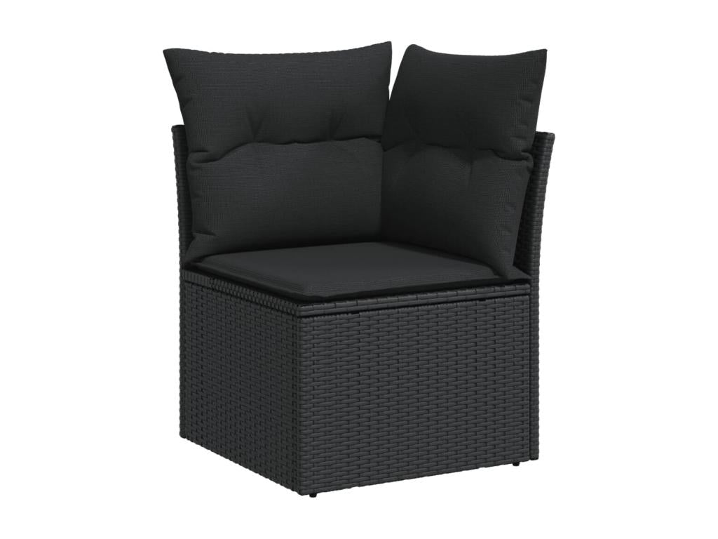 11-piece garden furniture set with cushions, black resin wicker TFKD65335