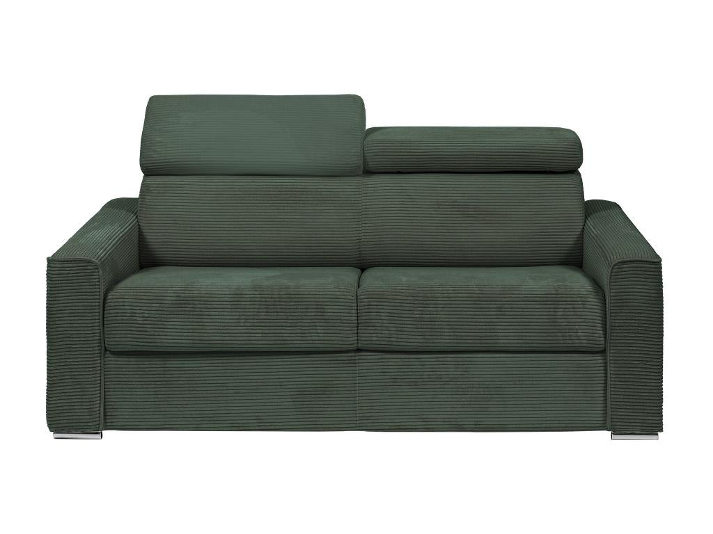 PINPAI 3-seater convertible sofa in green corduroy - 140cm wide sleeping area - 14cm mattress - Luxameub LEEC71931