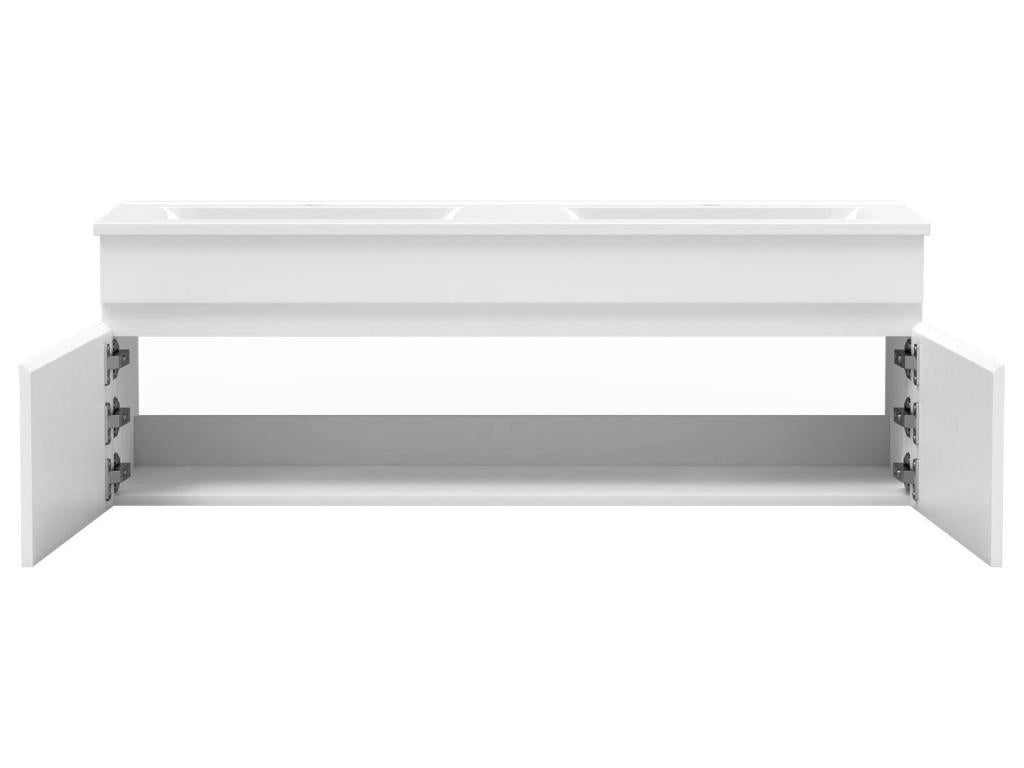 Bathroom vanity unit with double sink, 120cm, illuminated mirror, white PMUJ04936