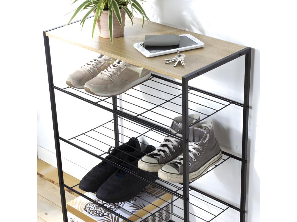 5-Tier Black Metal Shoe Rack QIKW86837