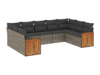 9-piece garden furniture set with grey resin wicker cushions MUAK40760