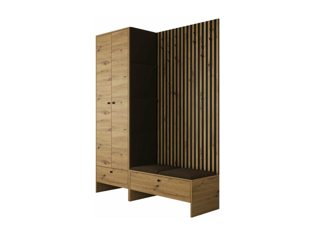 Luxameub 320 Hallway Unit 206x145x44cm Oak Luxameub - Black Tapestry - Laminate FYHU68057
