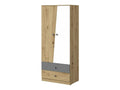 Luxameub 100 Oak Wardrobe - Grey - White 191x80x50cm Number of shelves: 3 ZBMA20788