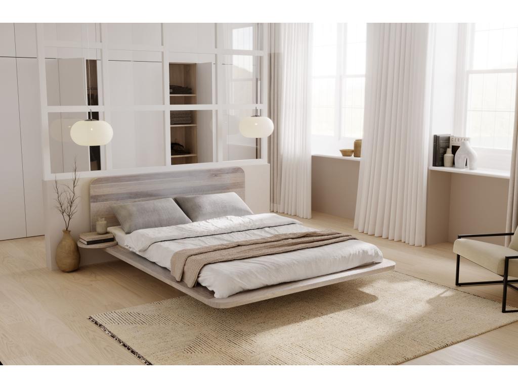 Cosymeub Solid Oak Floating Bed / 180x200 cm White FJUX01417
