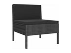 6-piece garden furniture set with cushions, black woven resin, 64 INMQ96043