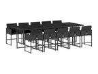 11-piece garden dining set with cushions, black resin wicker LJUZ07729