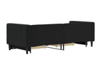 Daybed with pull-out bed and drawers, mattress not included, black, 80x200 cm, LZJJ62782