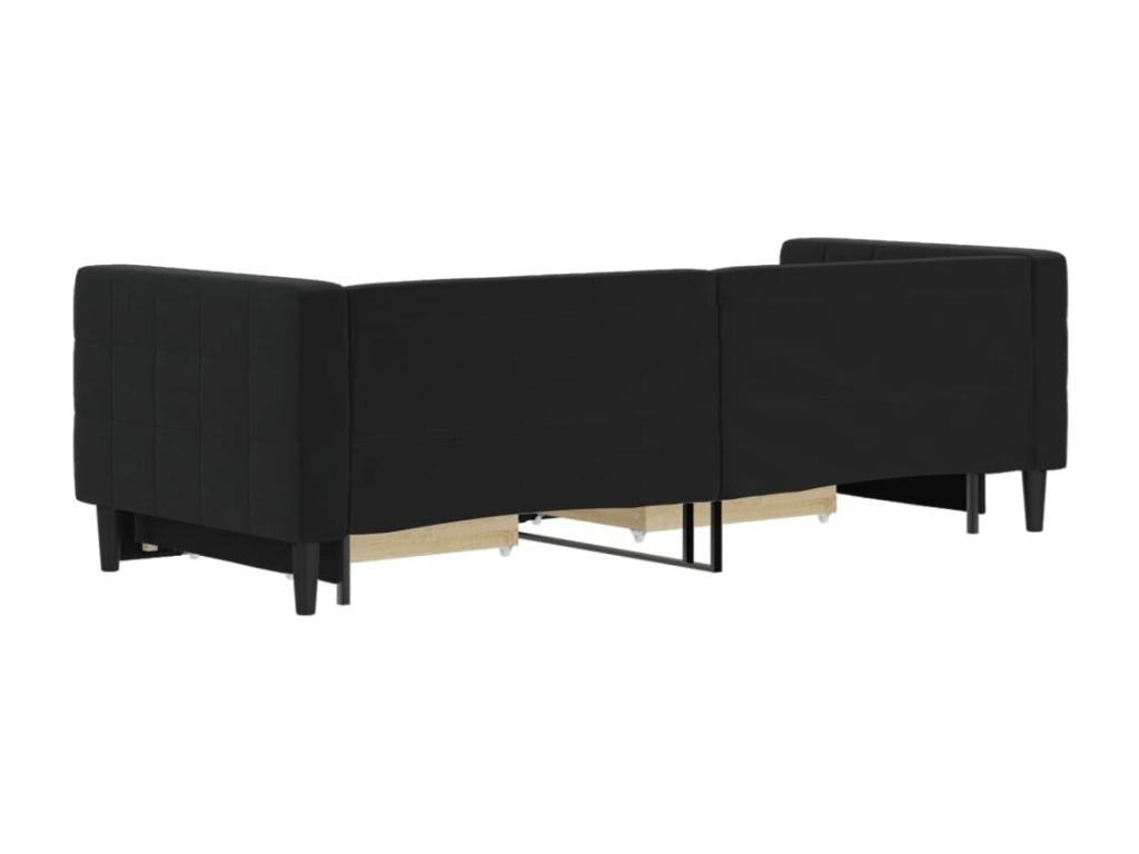Daybed with pull-out bed and drawers, mattress not included, black, 80x200 cm, LZJJ62782