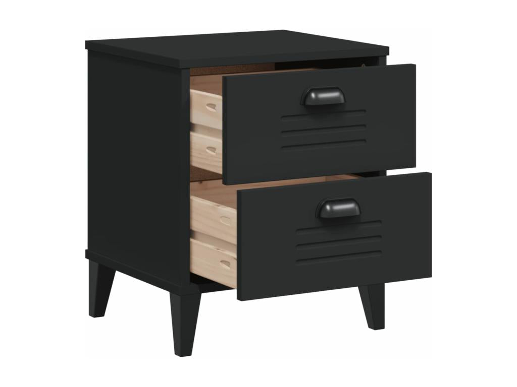 Luxameub black bedside table in solid pine wood FZKY86585