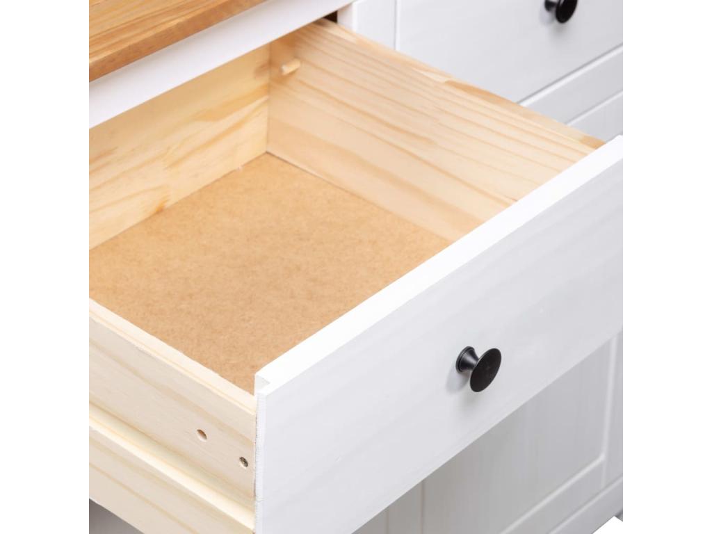 White Sideboard 93x40x80 cm Pine Cosymeub Range BSRM68859