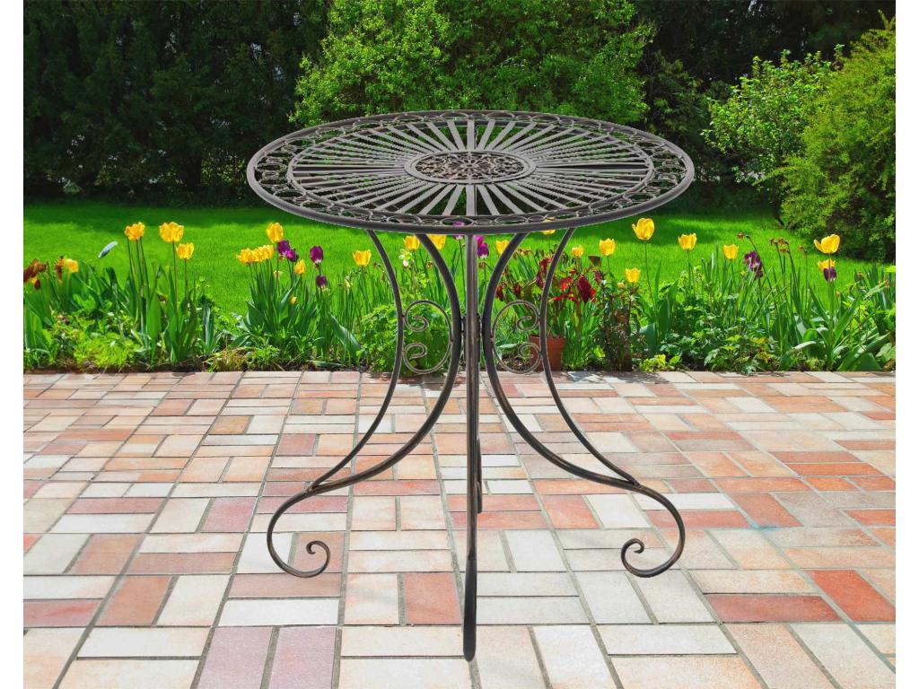 Garden side table - round 70 cm - Metal - Bronze - Luxameub ATIJ78245