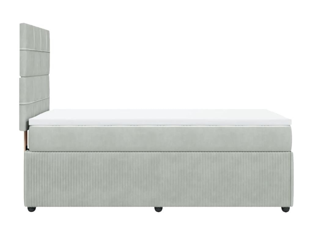 Luxameub bed base and mattress, light grey, 80x200 cm, velvet, OQWA40802