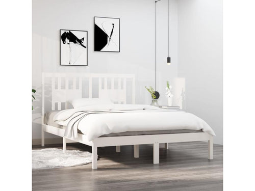 White Solid Wood Bed Frame 120x190 cm Small Double KCYX44231