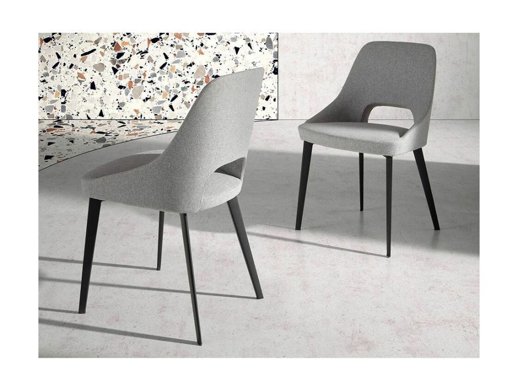 Luxameub white fabric chair with black steel legs - Set of 2 - Color Luxameub 55 FOYN00665