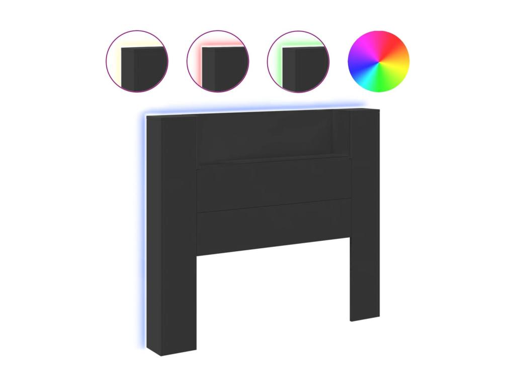 Black LED Headboard Wardrobe 120x16.5x103.5 cm GSJY36685