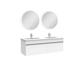 Bathroom vanity unit with double sink, 120cm, illuminated mirror, white PMUJ04936