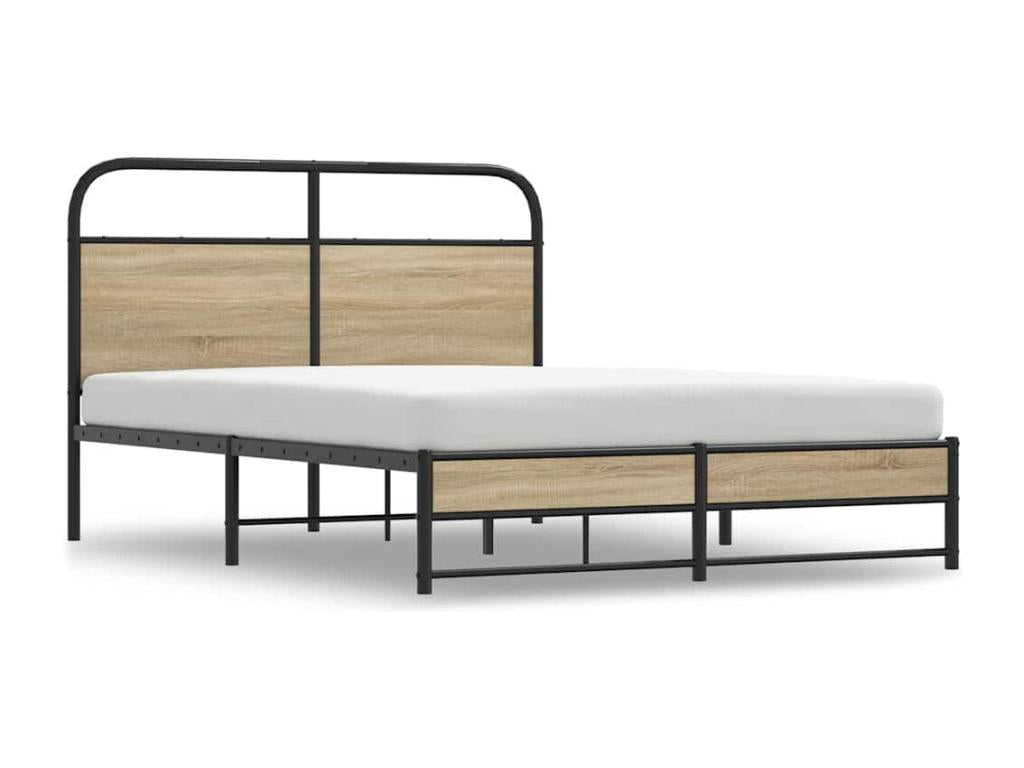 Bed frame without mattress 135x190 cm smoked oak engineered wood DGKV93832