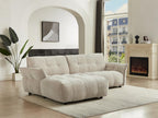 Left-hand corner sofa in beige mottled fabric Luxameub ROPP78391