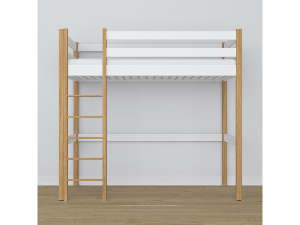 Wooden loft bed N05 White / Natural Oak 90x180 JTMA55001