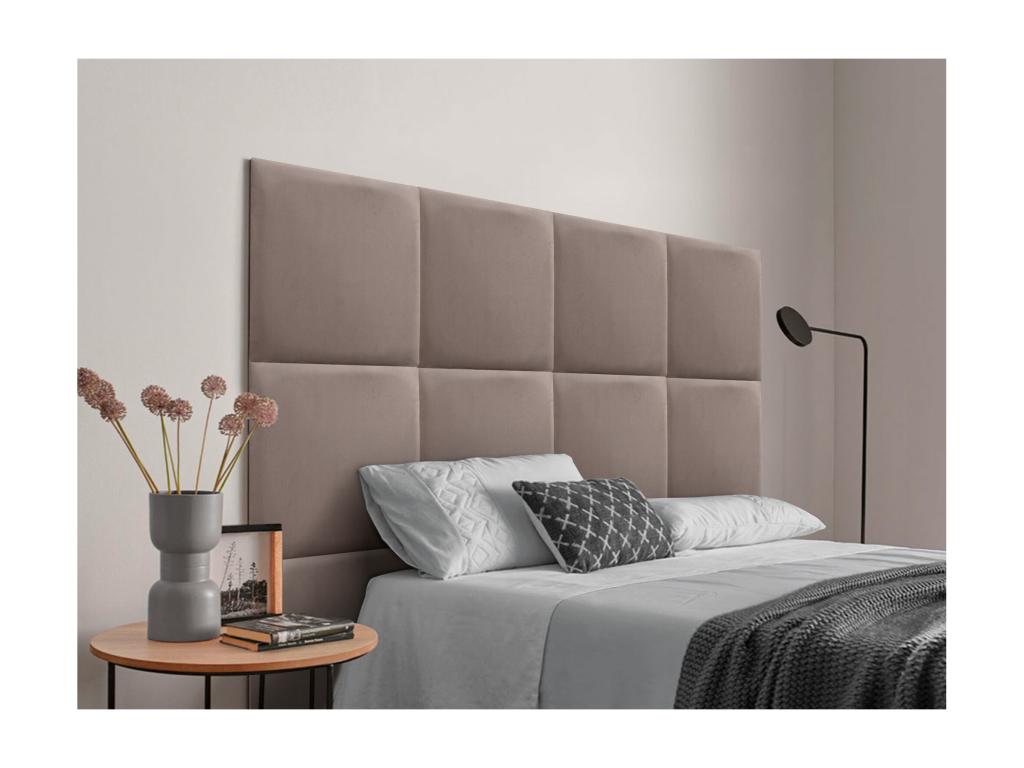 Luxameub Upholstered Headboard in High-Quality Velvet, Luxameubérieure, Composed of Interchangeable Self-Adhesive Panels for Bedroom, Brown, 80 cm WUDD53383