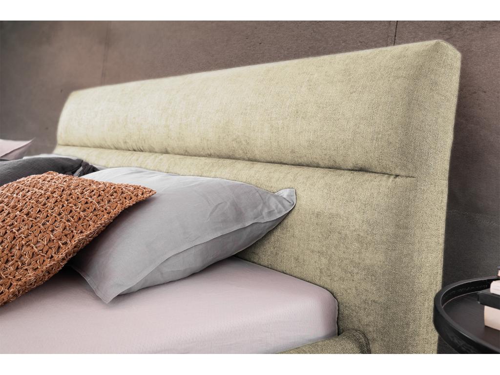 Bed - cream white woven fabric - Luxameub VXVM19225