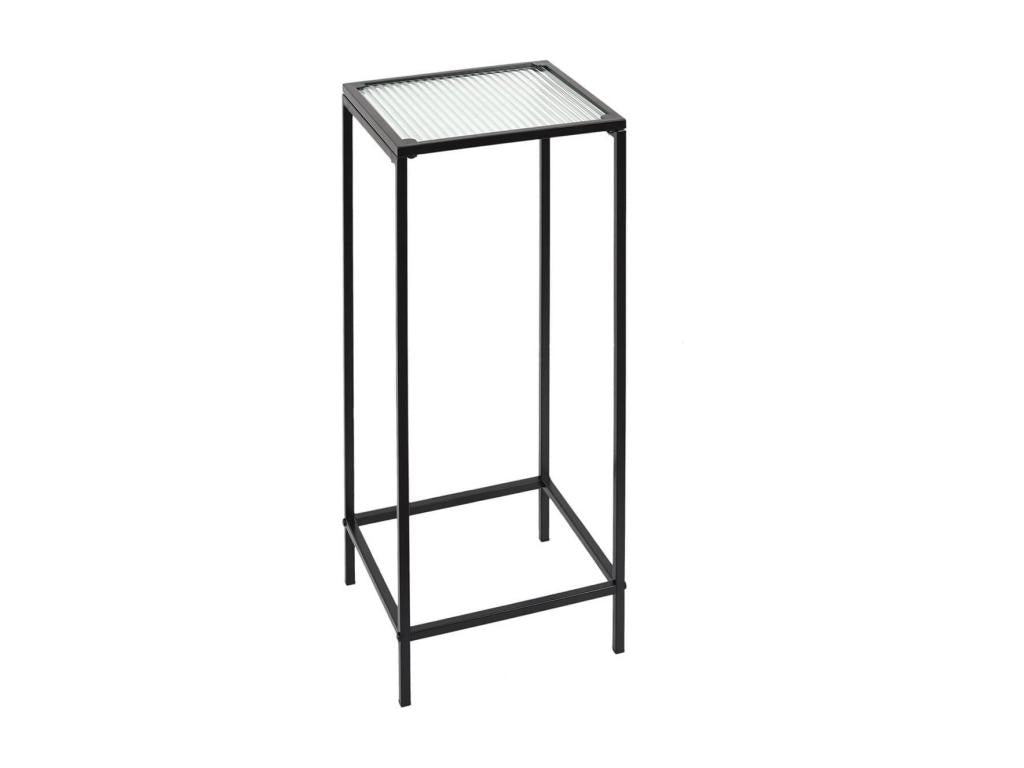PINPAI - Black Side Table with Textured Glass Top IRPG13814