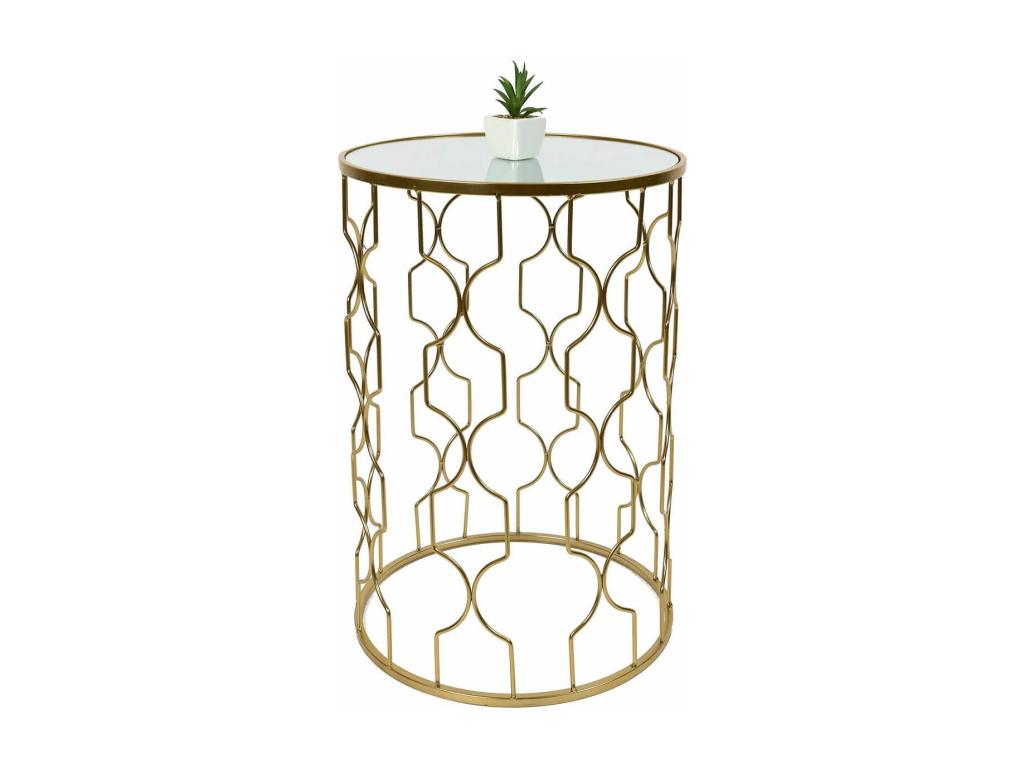 Cosymeub - Set of 2 Nesting Coffee Tables in Gold Metal with Glass Top DDAG84528