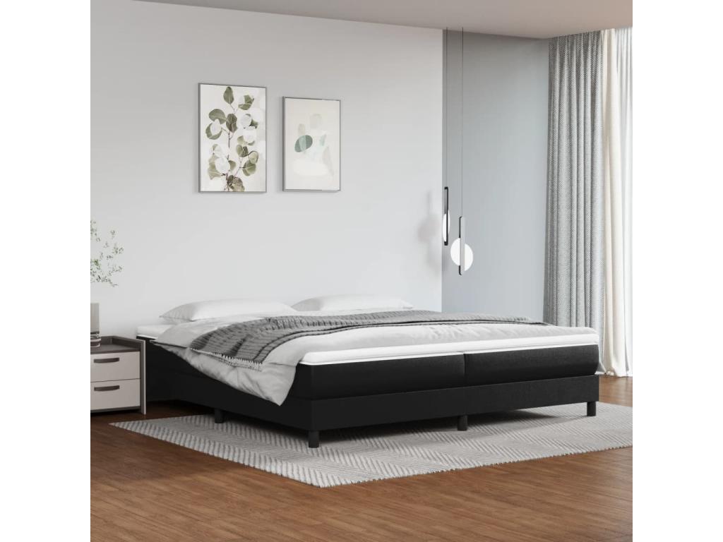 Upholstered bed base with mattress, black, 200x200 cm, faux leather, 3 TMSD51077