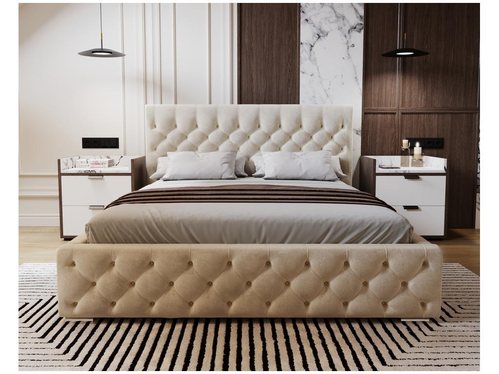 Luxameub Elira 160x200 cm Adult Bed with Storage - Upholstered Double Bed with Headboard - Velvet Beige Luxameub Velvet 2201 KPWW02211