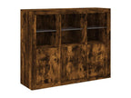 Buffets with Luxa Meubères LED Lighting, 3-Piece Set, Smoked Oak, Engineered Wood AARU75855