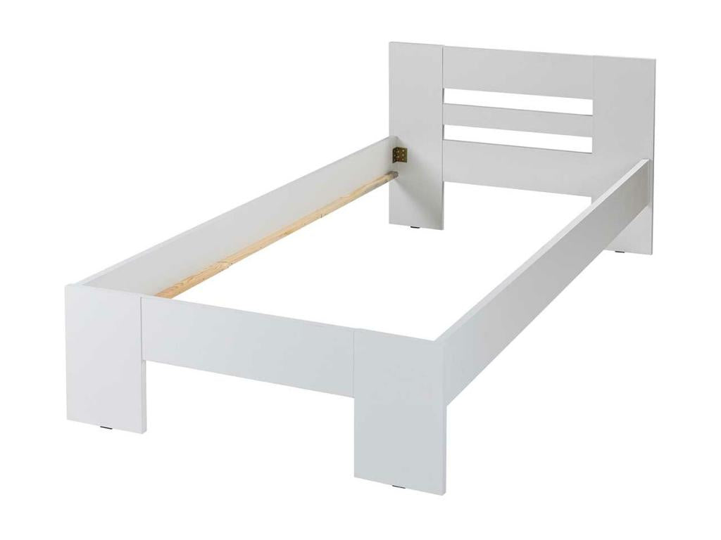 Adult bed in white wood - length 204 x depth 96 x height 71 cm XDQH16785