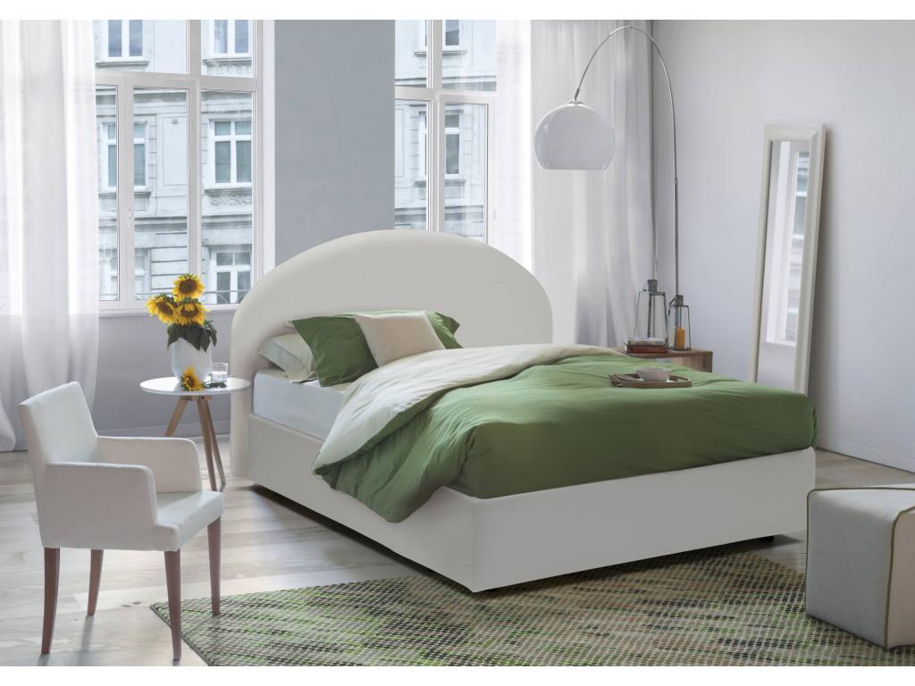 Luxameub Double Bed with Storage Bed and Eco-Leather Upholstery, Made in Italy, Front Opening, Suitable for a 160x200 cm Mattress, White XGYA53008
