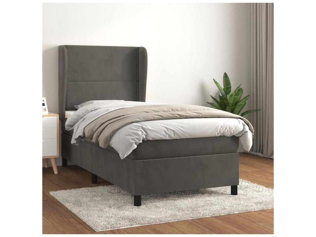 Luxameub bed base and mattress, Dark Grey 90x200 Velvet BFYI06940