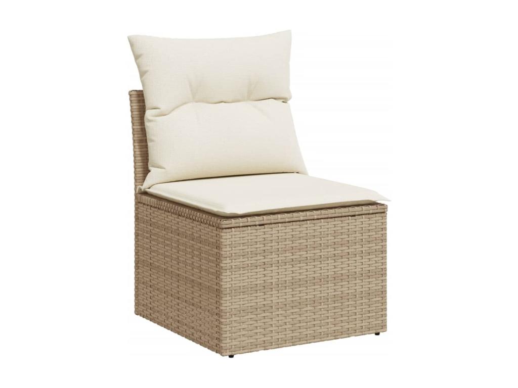 11-piece garden furniture set with beige resin wicker cushions YNYJ67045