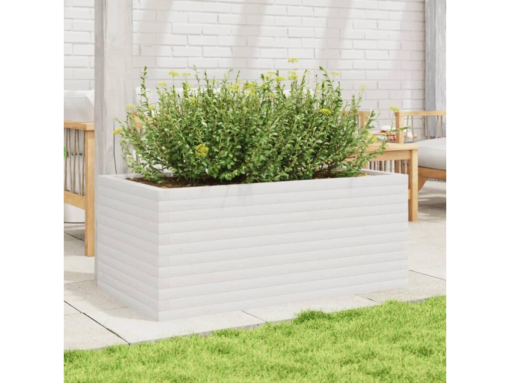 White planter 110x60x45.5 cm solid pine wood JUUK95513