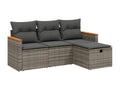 4-piece garden furniture set with grey resin wicker cushions RQHJ68014