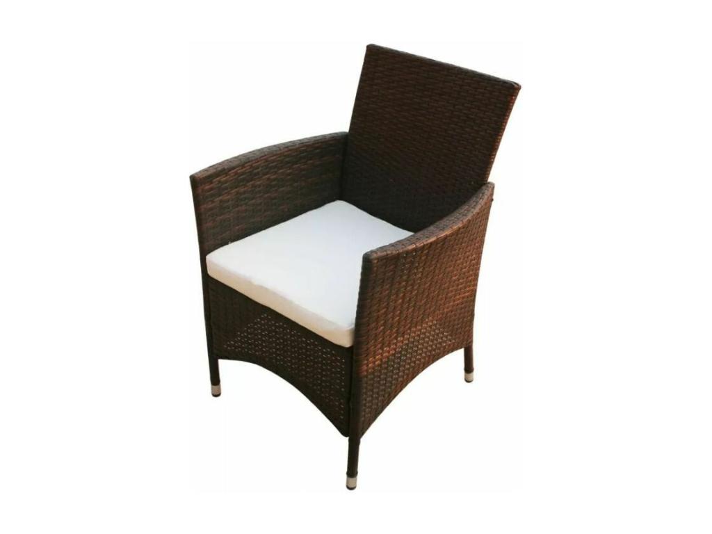 Rectangular table and 6 brown resin wicker garden chairs Luxameub THNK64237