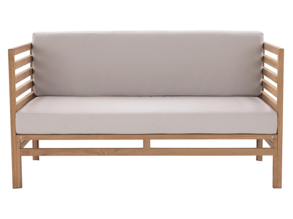 2-seater teak garden sofa - Light natural and grey - Luxameub IDMZ25287