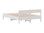 Bed frame without mattress, white, 150x200 cm, solid pine wood, DJGQ76311