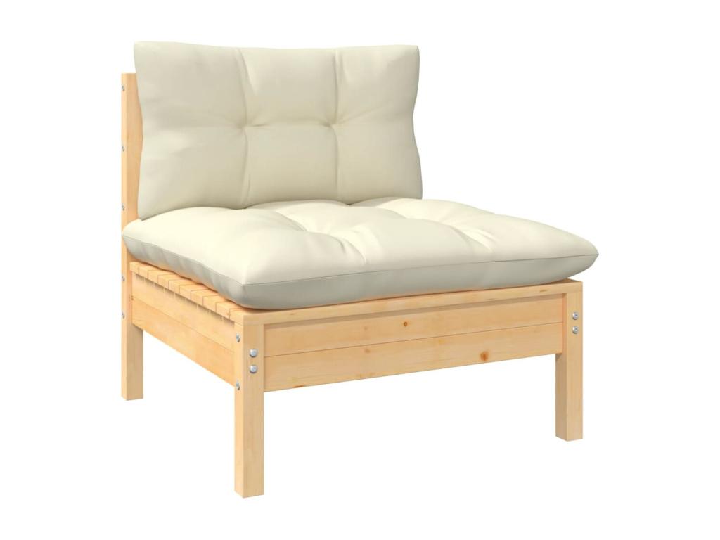 6-piece garden furniture set with cream cushions, solid pine wood EXAJ75154