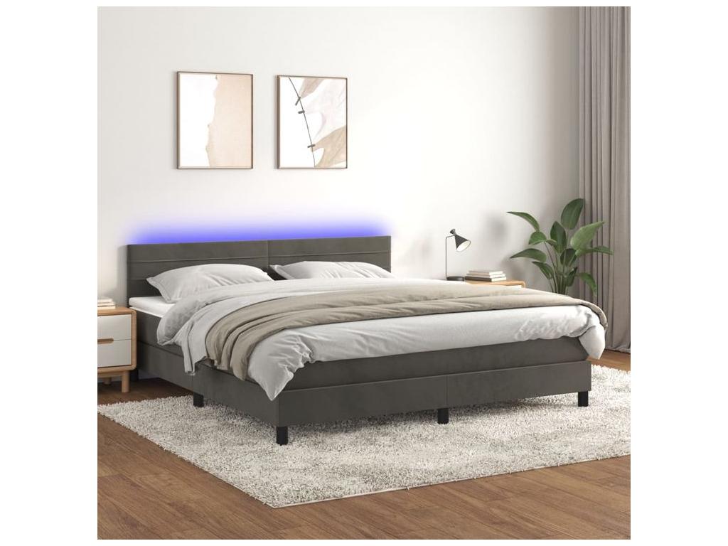 Cosymeub bed base with LED mattress, dark grey, 160x200 cm, RAEM72202