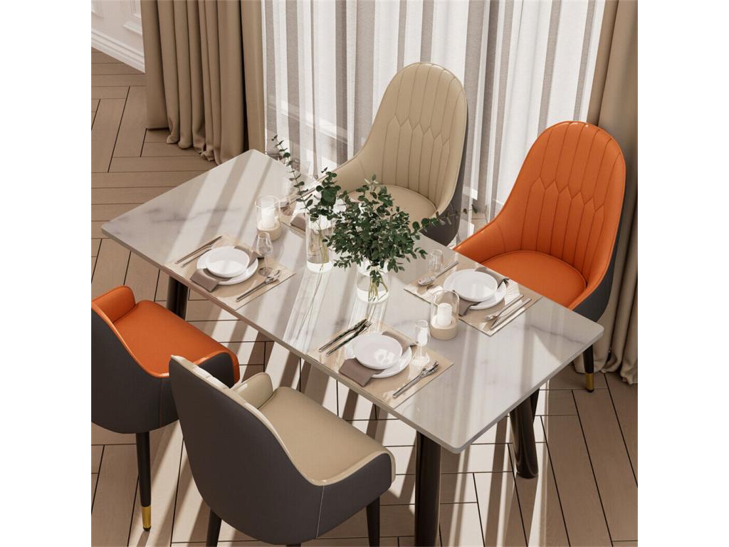 Set of 2 Artigeo chairs - Leather-look microfiber - Metal legs - Brown beige KNAU64695