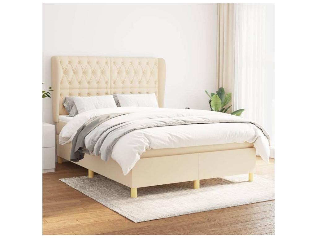 Luxameub bed base with cream mattress 140x190 cm, fabric WBDE28966