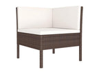 9-piece garden furniture set with cushions, brown wicker resin TQQG51265